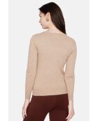 Joséphine Camel klassischer Rundhalspullover mit 2-fädigem Strick