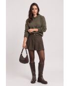 Felpa con cappuccio oversize Inès khaki a maniche lunghe