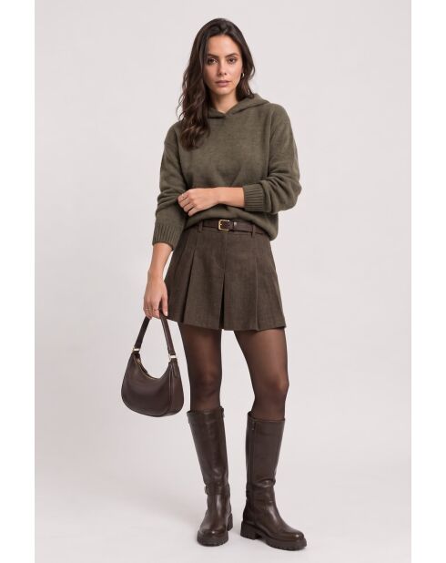Pull à capuche oversize à manches longues Inès kaki