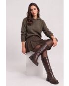 Felpa con cappuccio oversize Inès khaki a maniche lunghe