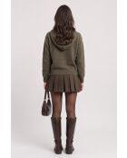 Felpa con cappuccio oversize Inès khaki a maniche lunghe