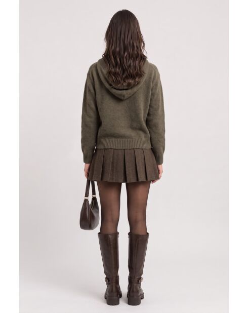 Pull à capuche oversize à manches longues Inès kaki