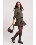 Felpa con cappuccio oversize Inès khaki a maniche lunghe