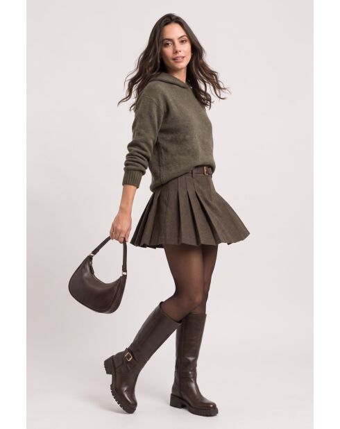 Pull à capuche oversize à manches longues Inès kaki