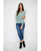 Maglione girocollo classico Joséphine Jade con lavorazione a 2 fili