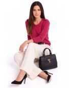 Maglia girocollo a costine con bottoni sulle spalle, maniche lunghe Ava fucsia