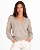 Maglione Jude desert con scollo a V con maniche lunghe raglan e taglio a palloncino
