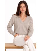 Maglione Jude desert con scollo a V con maniche lunghe raglan e taglio a palloncino