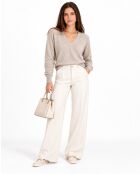 Maglione Jude desert con scollo a V con maniche lunghe raglan e taglio a palloncino