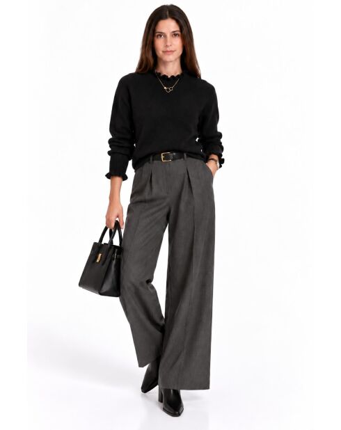 Pull col montant à volants et manches boutonnées Chloé noir