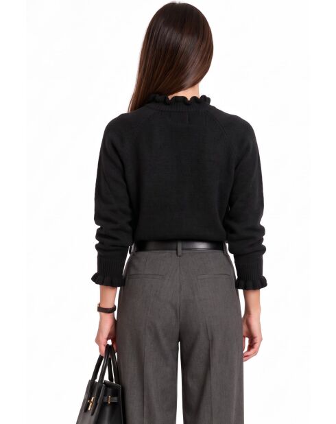 Pull col montant à volants et manches boutonnées Chloé noir