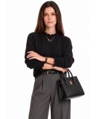 Maglione nero a collo alto Chloé con volant e maniche con bottoni