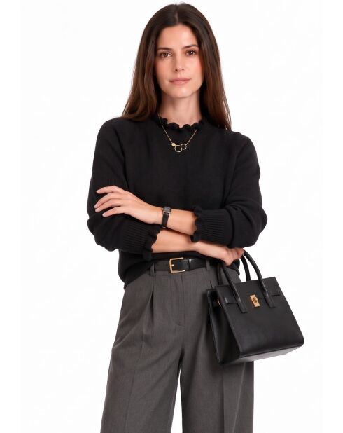 Pull col montant à volants et manches boutonnées Chloé noir