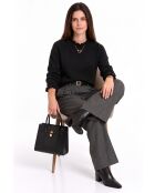 Maglione nero a collo alto Chloé con volant e maniche con bottoni