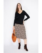 Maglione classico con scollo a V a maniche lunghe lavorato a 2 fili Grigio nero