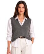 Maglione Annie wolf in lana grigia con bottoni e scollo a V