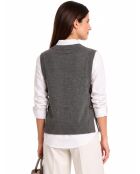 Maglione Annie wolf in lana grigia con bottoni e scollo a V