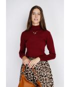 Maglione dolcevita classico in maglia a 2 fili bordeaux Isabelle a maniche lunghe