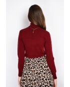Maglione dolcevita classico in maglia a 2 fili bordeaux Isabelle a maniche lunghe