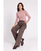Maglione Jeanne classico a collo alto in maglia a 2 fili rosa cipria a maniche lunghe