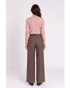 Maglione Jeanne classico a collo alto in maglia a 2 fili rosa cipria a maniche lunghe