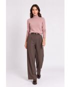 Maglione Jeanne classico a collo alto in maglia a 2 fili rosa cipria a maniche lunghe