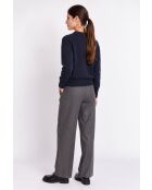Polo a maniche lunghe con scollo a V oversize blu notte Hélène