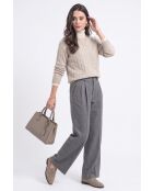 Pull torsadé col rond en laine Full crème