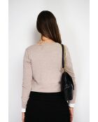 Jersey clásico con cuello en V y mangas largas tejido de 2 hilos Desert Grey