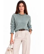 Maglione a collo alto Chloé in jade con volant e maniche con bottoni