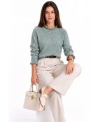 Maglione a collo alto Chloé in jade con volant e maniche con bottoni