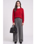 Pull torsadé col rond en laine Full rouge