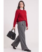 Pull torsadé col rond en laine Full rouge