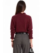 Maglione bordeaux Chloé a collo alto con volant e maniche con bottoni