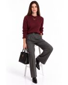 Maglione bordeaux Chloé a collo alto con volant e maniche con bottoni