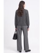Pull torsadé col rond en laine Full gris loup