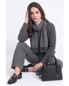 Pull torsadé col rond en laine Full gris loup