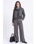Pull torsadé col rond en laine Full gris loup