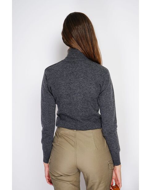 Pull col roulé classique à manches longues tricotage en 2 fils Isabelle gris loup