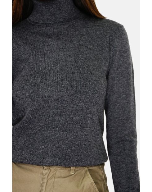 Pull col roulé classique à manches longues tricotage en 2 fils Isabelle gris loup