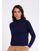 Maglione a maniche lunghe a collo alto classico a 2 fili Jeanne Midnight Blue