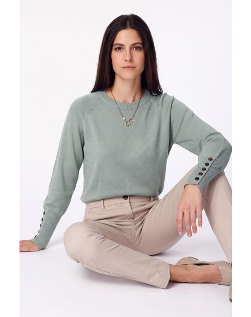 Pull oversize col rond à manches longues Arielle jade