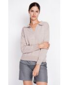 Maglione a maniche lunghe con scollo a V oversize Helene Desert