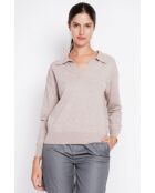 Maglione a maniche lunghe con scollo a V oversize Helene Desert