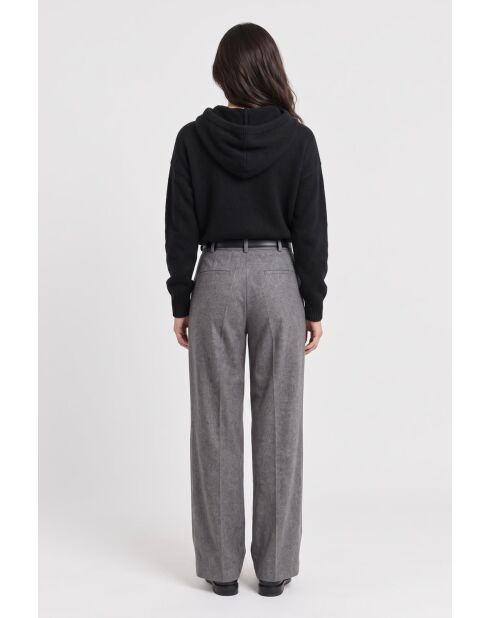 Pull à capuche oversize à manches longues Inès noir