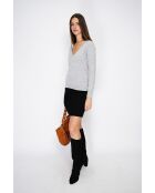 Maglione classico con scollo a V a maniche lunghe in maglia a 2 fili Grigio gelo
