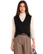 Maglione Annie in lana nera con bottoni e scollo a V