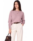 Arielle puderrosa Oversize-Langarmpullover mit Rundhalsausschnitt