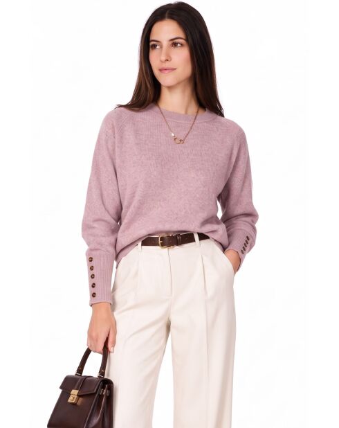 Arielle puderrosa Oversize-Langarmpullover mit Rundhalsausschnitt
