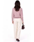 Arielle puderrosa Oversize-Langarmpullover mit Rundhalsausschnitt